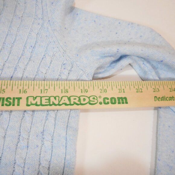 Talbots Women's sz M Pullover Sweater Long Sleeve Cable Knit Light Blue Speckled - Picture 5 of 12